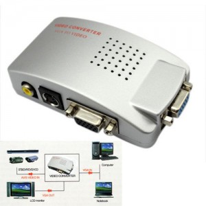 Convertor VGA la TV RCA + SVIDEO - Convertor VGA la Semnal Video RCA + S-Video cu alimentare USB pentru Laptop /  PC